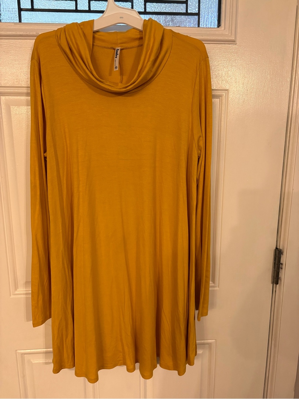 Azules Mustard Long Sleeve Cowl Neck Dress